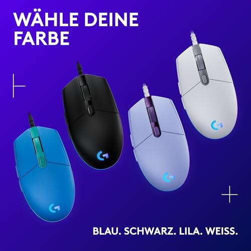 Logitech G203 Gaming-Maus mit anpassbarer LIGHTSYNC RGB-Beleuchtung, 6 programmierbare Tasten, spieletauglicher Sensor, Abtastung mit 8.000 DPI, Geringes Gewicht - Schwarz