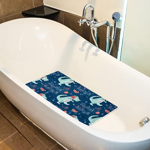 Alfombrilla de baño de dinosaurio antideslizante azul para bañera 6