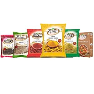 Sachi Premium masala combo Pack | Chilli(200 gms) | Turmeric(200 gms) | Coriander(200 gms) | Jeera Khada(100 gms) | Sarso khada(250 gms) | Garam Masala(50 gms)