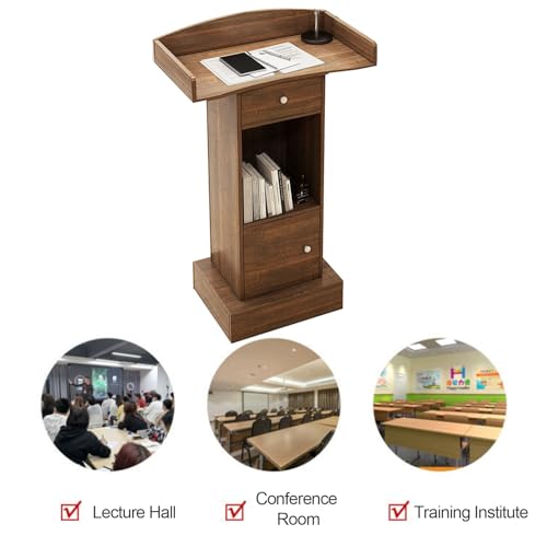 Podio de madera blanca para presentaciones con base estable 8