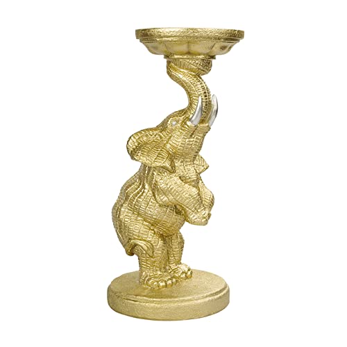 Elephant Pillar Candle Holder Gold Elephant Trunks Up Design Candle Holder Fengshui Status Home Decor Elephant Trunks Up Sculpture Figurine Table Room Desktop Table Top Ornament Decoration #TOP11