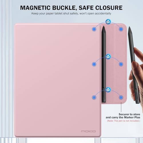 Image of MoKo Case for Remarkable 2 Tablet 10.3 inch with Pen Holder, Pink | Ultra-Thin Magnetic Case with Wide Pen Protective Clasp, Smart Cover Folio for Remarkable Tablet