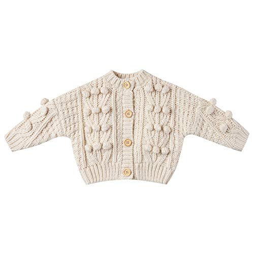 Moru Toddler Girls Fall Plain Cardigan Sweaters Kids Cable Knit Jacket Outwear