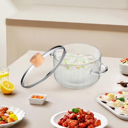 Casserole transparente en verre et finitions bois design moderne - 8
