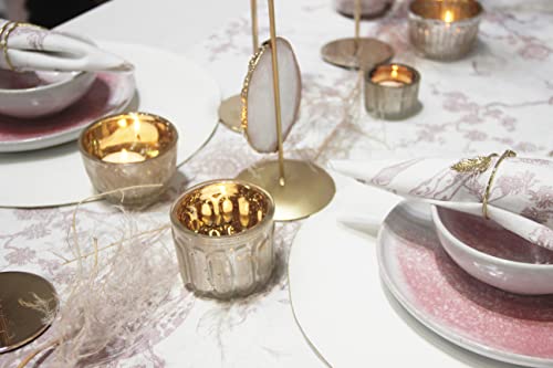 Dn Deconation Mercury Glass Votives, Mercury Glass Candle Holder In Glittery Brown And Gold, Vintage Votive Candle Holders With Geometric Design For Wedding, Parties, Centerpieces, Decorations #TOP3