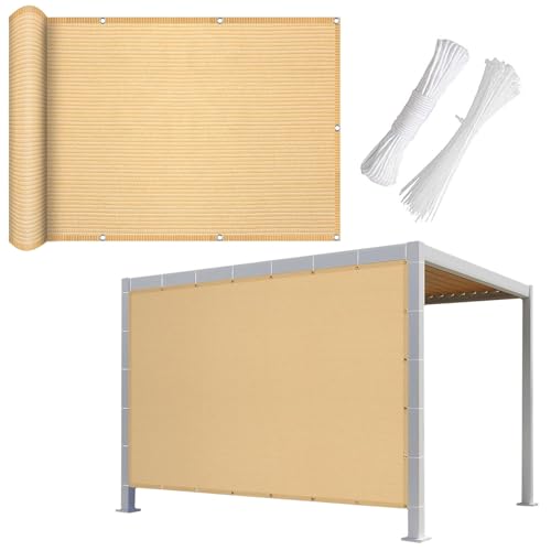 Toldo rectangular beige de 2x4 m con protección solar para exterior 2