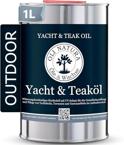OLI-NATURA Yacht & Teak Houtolie - Binnen en Buiten - UV- en Weerbestendig, Beschermt tegen Vergrijzing - 1 L, Natuurlijk