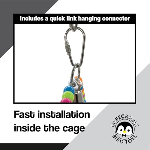Image of 960 Ringing Rainbow Swing- Handcrafted Colorful Bird cage Toy, Smooth Rainbow Plastic Beads, Ringing Metal Bell, Fun Circle Swing Shape, Great for Small Birds Parakeets Cockatiels Budgies Lovebirds