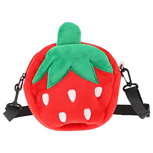 VALICLUD Bolsa de pelúcia de morango adorável em forma de fruta, bolsa casual para meninas