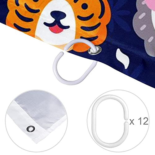 Rideau de douche animaux de Noël imperméable grand format coloré - 5