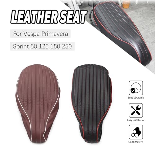 Asiento para Vespa Sprint 150 con acabado en cuero negro de alta densidad y resistencia 2
