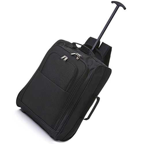 5 Cities 42L Equipaje de mano Maleta blanda con 2 ruedas (Negro/Rojo)