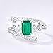 Engagement Ring with Wedding Band Green Wedding Band 18K White Gold Silver Geometric with Emerald and Diamond Size Solid Not Plated Fashion for Ladies New Year