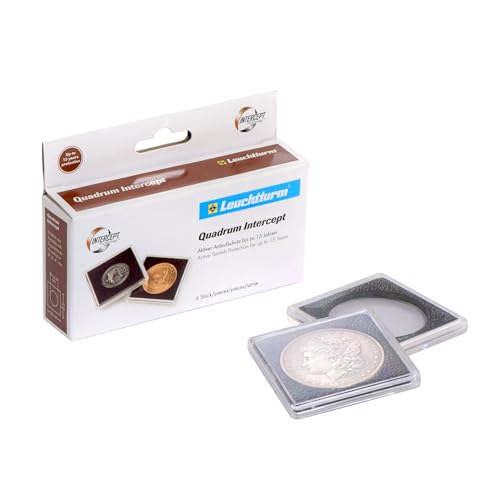 Lighthouse - QUADRUM Square Coin Capsules with INTERCEPT Technology Corrosion Protection for 37 mm Coins - Pack of 6