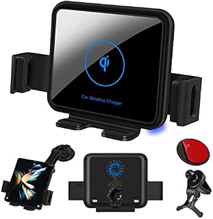 UOUCOO Qi Mobile Phone Holder Car with Charging Function [Double Coil] Mobile Phone Holder Car Inductive Charging, Compatible with Samsung Galaxy Z Fold4/3/2 Car Holder/iPhone/Xiaomi/Huawei