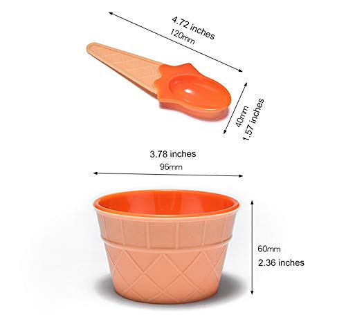 image for Tellshun Dessert Bowls, 4 Pack Ice Cream Bowl Spoon Set,Frozen Yogurt 