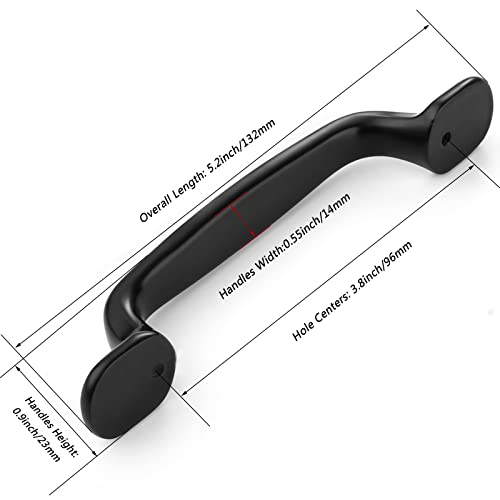 FURNIWARE Pack of 10 Vintage Matt Black Zinc Cabinet Handles 96mm Hole Spacing Kitchen Cabinet Handles - Image 3