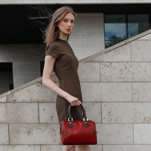 Time Resistance Leather Handbag - Full-Grain Leather Purse for Women - Top Handle Bag - Tote Bag3