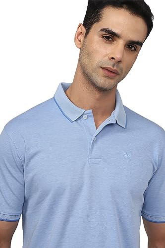 Image of Peter England Men's Premium Branded Regular Fit Half Sleeve Polo T-Shirt | Cotton Rich | Birds Eye Interlock Weave| No Pocket
