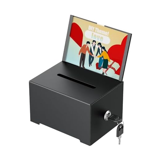 Uniclife 6.4"x 4.7" x 4" Black Metal Donation Box with Slot Lock