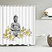 Personality zasłona łazienkowa Budda, bambusowa, ścianka działowa, tło łazienkowe, dekoracja ścienna, wodoszczelny poliester, 110 x 220 cm, 10 x 220 cm