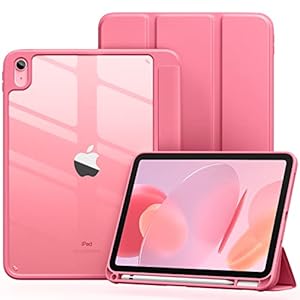 Vobafe Case for iPad A16 11th Generation 11 inch 2025/iPad 10th Generation 10.9 inch 2022, PC Clear Back Cover, Trifold Stand for iPad 11th/10th Gen with Pencil Holder, Auto Wake/Sleep, Pink