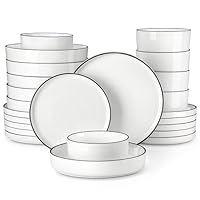 Malacasa Dinerborden Set, 21 Cm Keramische Kleine Dinerborden Set van 6, Porselein Modern Wit, Krasbestendig Servies voor Dessert/Salade, Elegant Verhoogde Rand, Dessertborden Set, Serie Leah