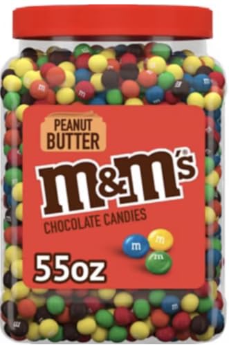 M&MS Bulk (M&MS Peanut Butter Milk Chocolate (1 Pack) Candy Jar | (55 oz) Chocolate candies for Valentines
