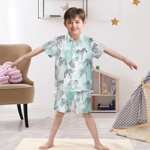 Image of Sunflower Floral Yellow Black Short Sleeve Hawaiian Button Down Shirts and Short Sets for Boys Toddler Summer Outfits