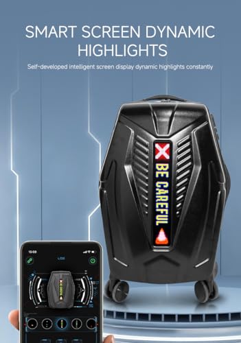 Smart LED Display Luggage 20 Inch Carry On Suitcase, Hardshell Spinner TSA Travel Suitcase with Customizable Digital Screen, Black2