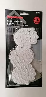 (Quantity: 1-Pack) Silicone Bathroom Soap Dish Holder Jewelry Soapbox Plate Tray Drain 3x Rack Set 3 Pack Rubber Grip Suction Pad Kitchen Shower Anti Slip