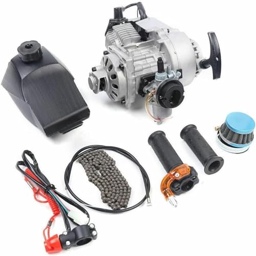 Tenddya 49CC 2-Takt-Motor Bausatz, Mini Dirtbike Motor de arranque de gasolina, motor de gasolina de un solo cilindro, enfriado por aire, para Mini Pocket Dirt Bike ATV Scooter