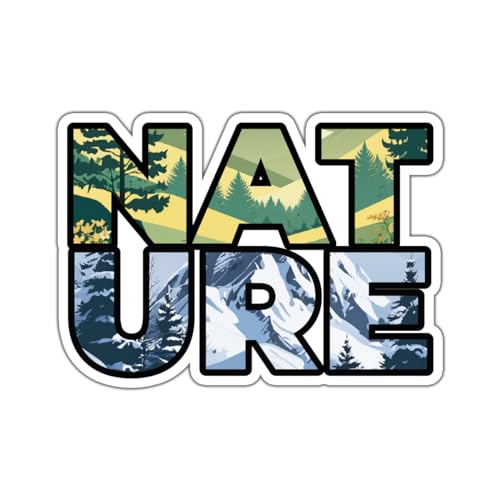 Image of Nature Sticker 5 Inch Waterproof Vinyl Mountain Forest Landscape Decal for Laptop Water Bottle Phone Notebook Outdoor Adventure Aesthetic Travel Gift
