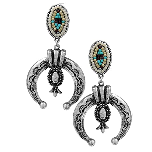 Boucles d'oreilles fleur de courge occidentale pour femme avec perles de rocaille 7.6cm