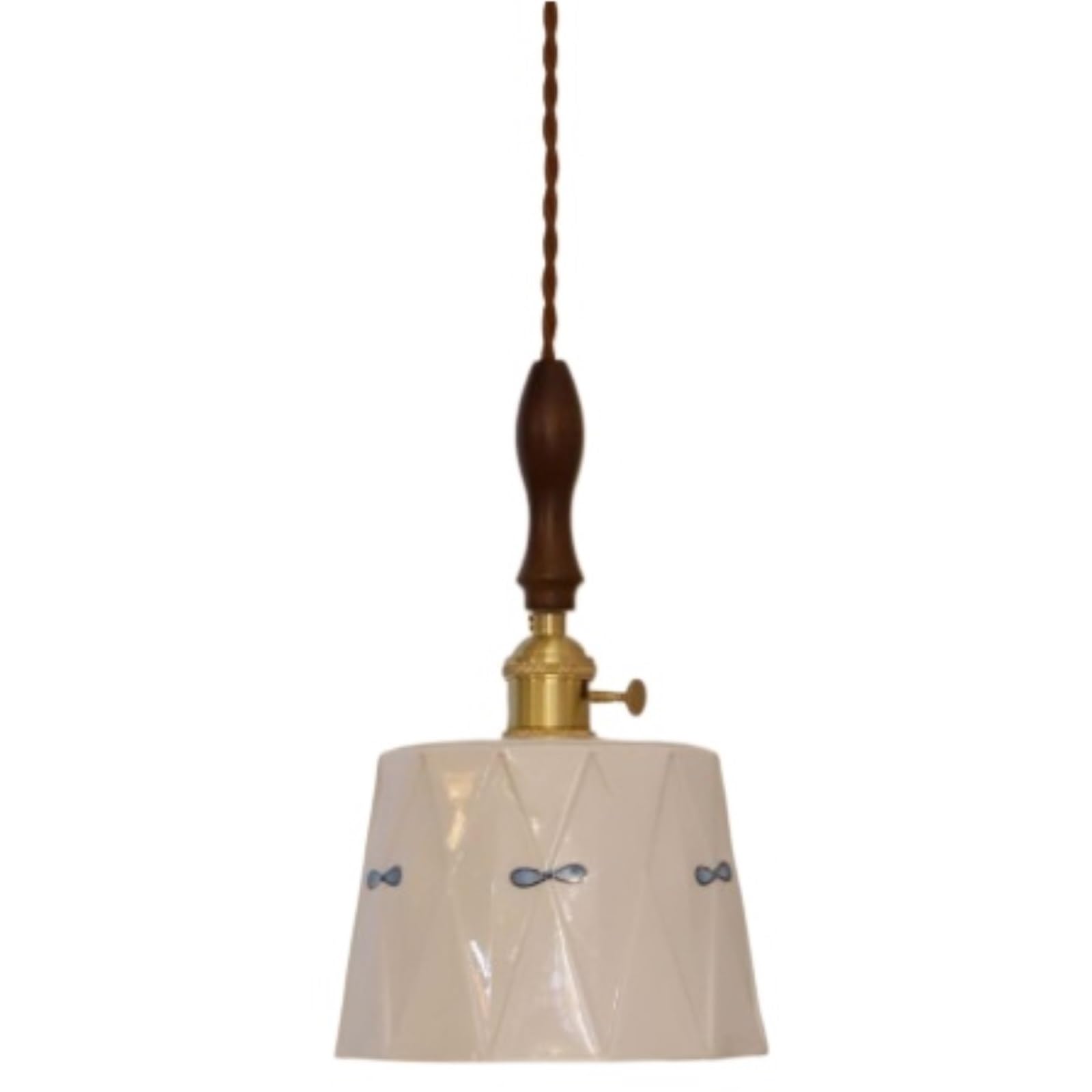 FEITENGDA Hand-Painted Decorative Pendant Light Brass Pendant Lamp with Ceramic Shade Height Adjustable 3 Color Tone Pendant Fixture for Kitchen Island Dining Room Bar Counter(D)