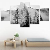 SIGNWIN 5 Panel Canvas Wall Art Foggy Scenery for Home Decorations Ready to Hang - 60