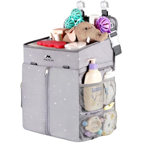 Image of MATEIN Hanging Diaper Caddy, Portable Diaper Organizer Stacker, Nursery Storage for Changing Table, Crib, Playard or Baby Bed Stroller - Gifts for New Mom after Birth