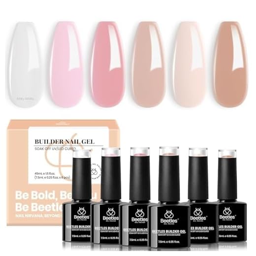 Beetles Builder Gel Polish 7 in 1 Builder Strengthener Gel 6 Colors Nude Pink Milky White Brown Hard Gel Nail Extension Gel for Nail Art Design for Women