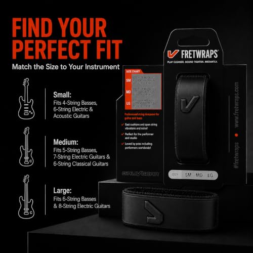 Image of Gruv Gear Fret Wrap & Guitar Mute, Fretwrap for Acoustic, Electric & Bass | String Dampener Recording, Tapping & Practice Accessory (1 Pack, Medium Steel, Fits 5 String Bass, 7 String Guitar)