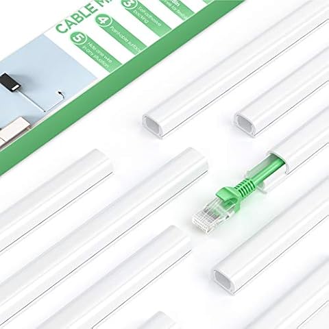 MUDEELA One-Cord Cable Trunking, Mini Cable Cover, PVC Wire Molding, Paintable Wire Channel - Hide a Cable Concealer for Speaker Wire, Ethernet Cable Raceway Kit (Without Connectors or Joining Pieces) Cover