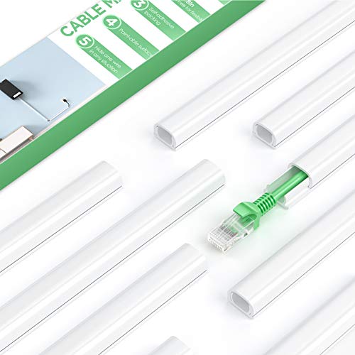 MUDEELA Cache Cable Simple, 8 Mini Goulotte Passe Cable, PVC Auto-adhésif Cache Fils Electrique, Parfait pour Cacher 1-2 Petits Cordons - L400mm, W12mm H8mm, Blanc
