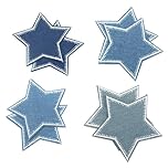 Denim Patches for Jeans Repair Iron on Denim Star Patch Blue Jean Iron-on Patches for Clothing Repair Decorating Kit 8 Pcs