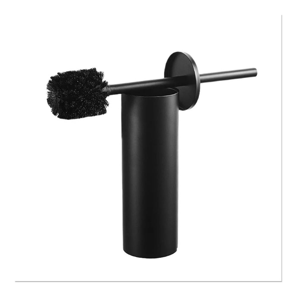 Toilet Brush Floor Standing Aluminum Alloy Toilet Brush Holder Bathroom Tools(Black)