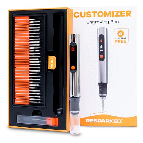 Image of Resparked Customizer Engraving Pen (Formerly Culiau): Ultimate Cordless Portable Tool for Artists & DIYers - Engrave 50+ Surfaces - Beginner Friendly - Rechargeable - Free 30 Bits & Mastery Guide