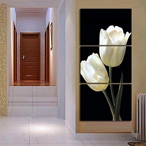 Tableau sur Toile Salon Peintures Fleurs Décoration Maison Triptyque Chic - 2