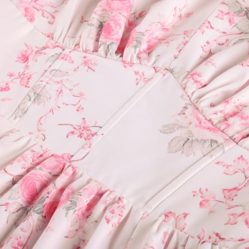 Image of Scarlet Darkness Women's Floral Corset Dress with Split 2026 Summer Spring Square Neck Midi Milkmaid Dresses