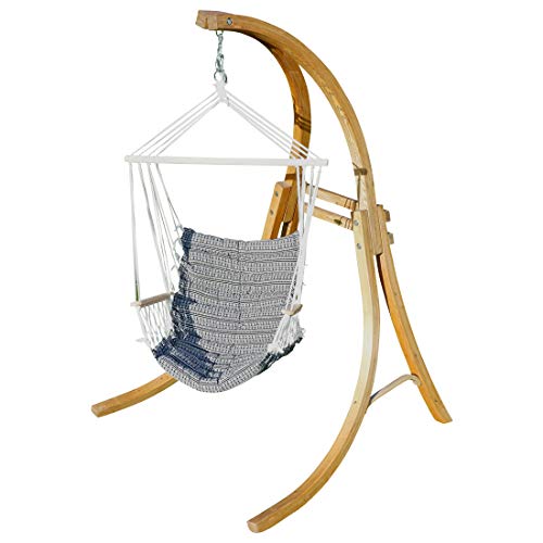 AS-S Design Silla Colgante Silla Colgante Maly con Marco de Madera alerce Cat-Maly-Especial Marco de Madera Completo con Silla de Tela