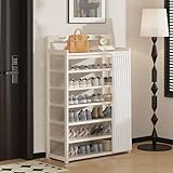 Schlankes, hohes Schuhregal aus Bambus mit staubdichtem Vorhang, abnehmbare...