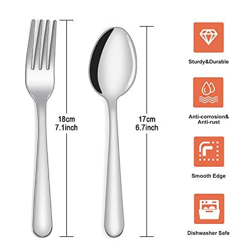 24-piece Forks and Spoons Silverware Set, Unokit Food Grade Stainless Steel Flatware Cutlery Set for Home, Kitchen and Restaurant, 12 Dinner Forks and 12 Dinner Spoons, Mirror Polished&Dishwasher Safe - Image 3