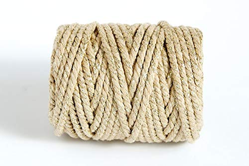 Everlasto Gold Sparkle 10M - Chunky Sparkle Beautiful Baker's Cotton Craft Twine (4Mm Approx) (Gold Sparkle)